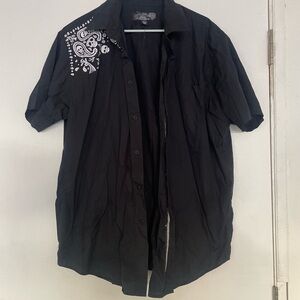 Anchor Blue Black Shirt with White Graphic